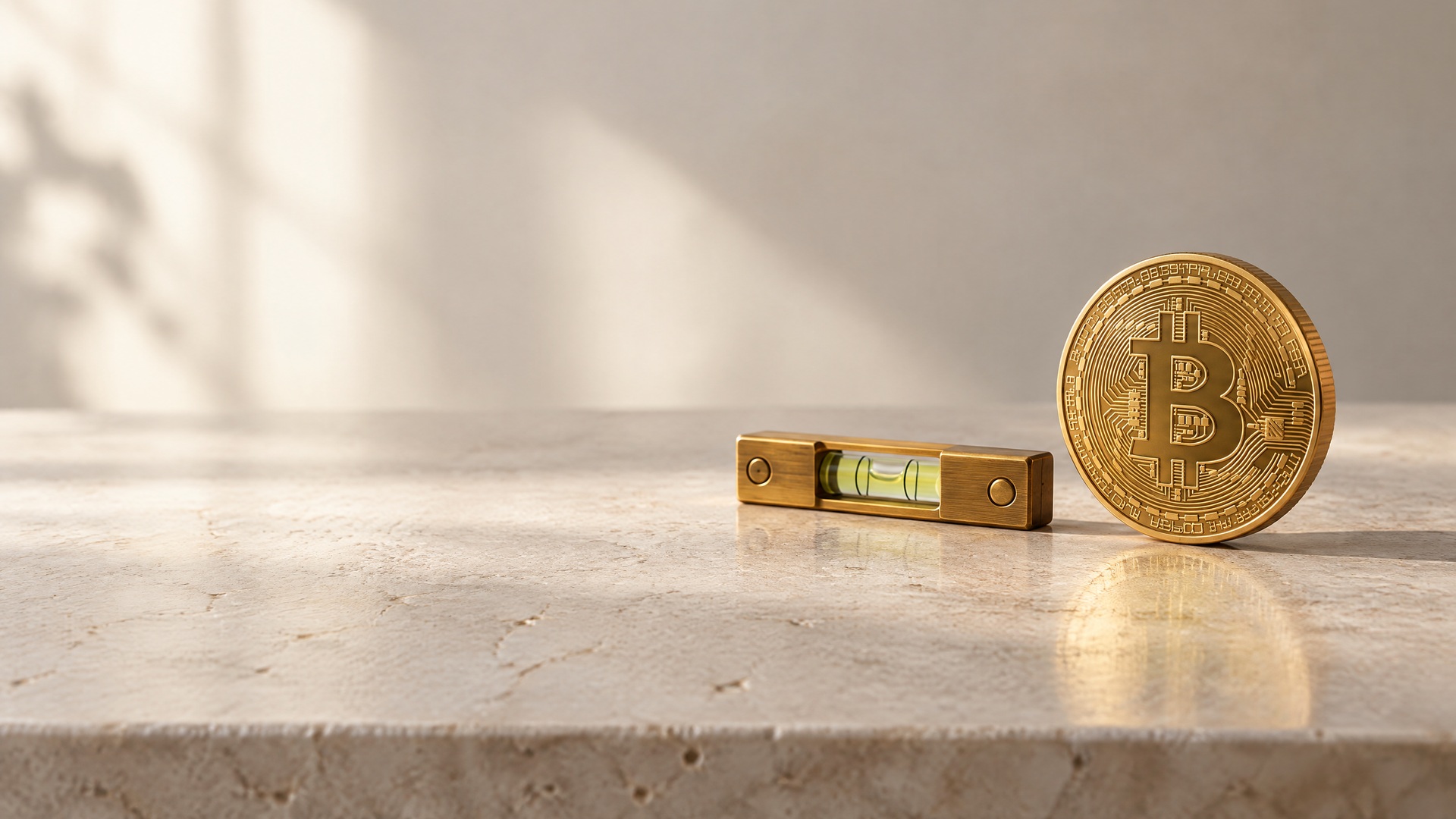 Koncepční zátiší Bitcoinu a téměř vyrovnané bilance